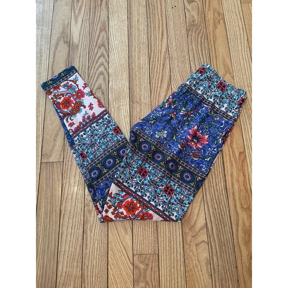 Leggings pink purple ditzy floral fine line  abstract mandala high waisted rare